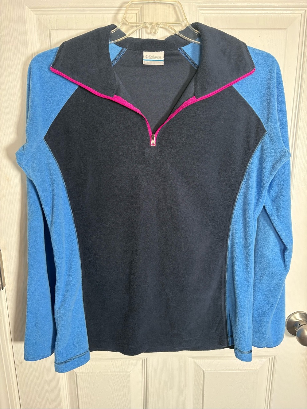 Columbia Women's Navy and Blue Half-Zip Fleece with Pink Trim
